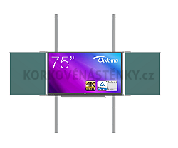 Interaktivní sestava s LCD panely (75") na pylonu s tabulemi na křídu