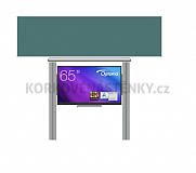 Interaktivní sestava s LCD panely (65") s přední krycí tabulí pro popis křídou na pylonu (350x100)