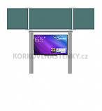 Interaktivní sestava s LCD panely (65") s přední krycí tabulí TRIPTYCH K pro popis křídou na pylonu (200x100)