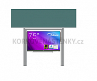 Interaktivní sestava s LCD panely (75") s přední krycí tabulí pro popis křídou na pylonu (350x100)