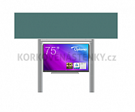 Interaktivní sestava s LCD panely (75") s přední krycí tabulí pro popis křídou na pylonu (400x100)