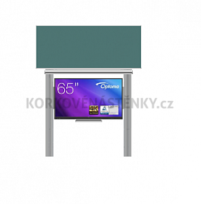 Interaktivní sestava s LCD panely (65") s přední krycí tabulí pro popis křídou na pylonu (240x100)