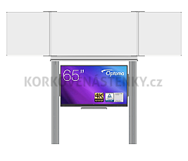 Interaktívna zostava s LCD panelmi (65") s prednou krycou tabuľou TRIPTYCH K pre popis fixem i kriedou na pylóne (200x100)