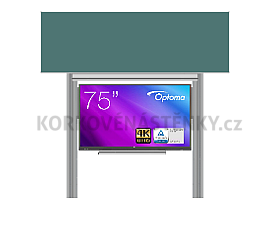 Interaktivní sestava s LCD panely (75") s přední krycí tabulí pro popis křídou na pylonu (300x100)