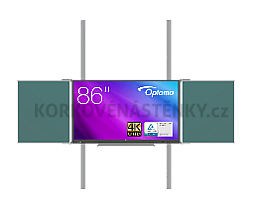 Interaktivní sestava s LCD panely (86") na pylonu s tabulemi na křídu