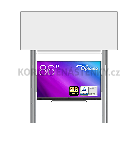 Interaktivní sestava s LCD panely (86") s přední krycí tabulí pro popis fixem na pylonu (300x120)