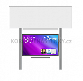 Interaktivní sestava s LCD panely (86") s přední krycí tabulí pro popis fixem na pylonu (350x120)