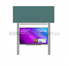 Interaktivní sestava s LCD panely (86") s přední krycí tabulí pro popis křídou na pylonu (300x120)