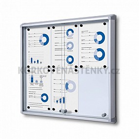 Magnetická posuvná vitrína vnitřní 720 × 675 mm (6 × A4) protipožární do únikových cest