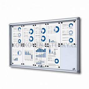 Magnetická posuvná vitrína vnitřní 1160 × 675 mm (10 × A4) protipožární do únikových cest