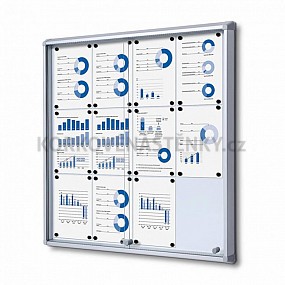 Magnetická posuvná vitrína vnitřní 940 × 982 mm (12 × A4) protipožární do únikových cest