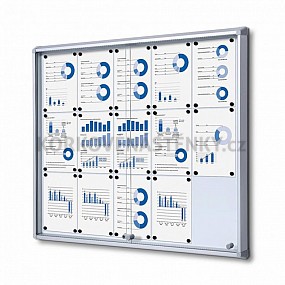 Magnetická posuvná vitrína vnitřní 1160 × 982 mm (15 × A4) protipožární do únikových cest