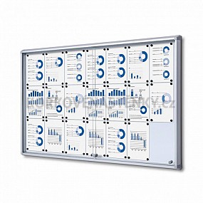 Magnetická posuvná vitrína vnitřní 1600 × 982 mm (21 × A4) protipožární do únikových cest