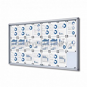 Magnetická posuvná vitrína vnitřní 1815 × 982 mm (24 × A4) protipožární do únikových cest