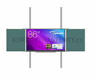 Interaktivní sestava s LCD panely (86") na pylonu s tabulemi na fixu i křídy