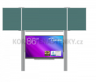 Interaktivní sestava s LCD panely (86") s přední krycí tabulí TRIPTYCH K pro popis fixem i křídou na pylonu (240x120)